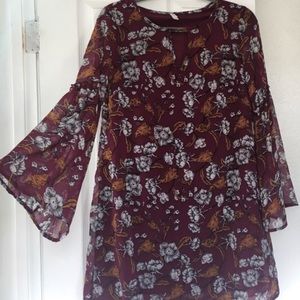 Sleeve multi floral print dress